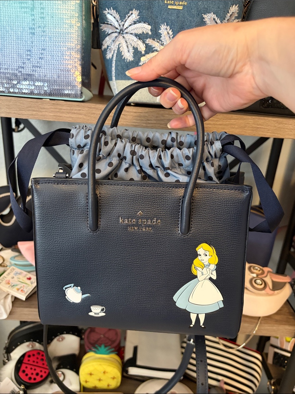 kate spade navy blue Alice-themed Mini Crossbody Bag